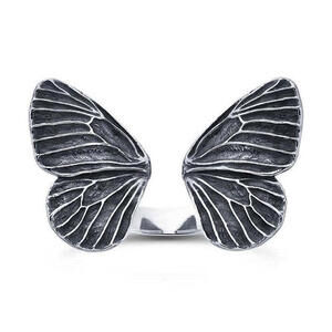 Butterfly Wings Sterling Silver Ring - Adjustable